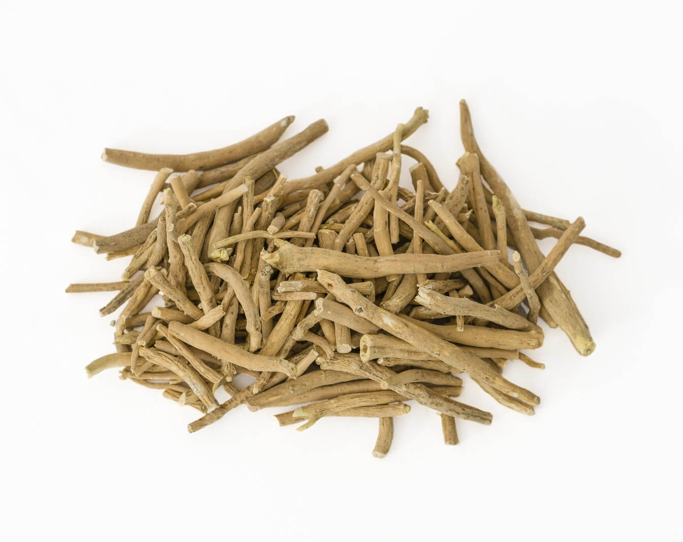 Ashwagandha (Withania somnifera) or winter cherry roots on a white background