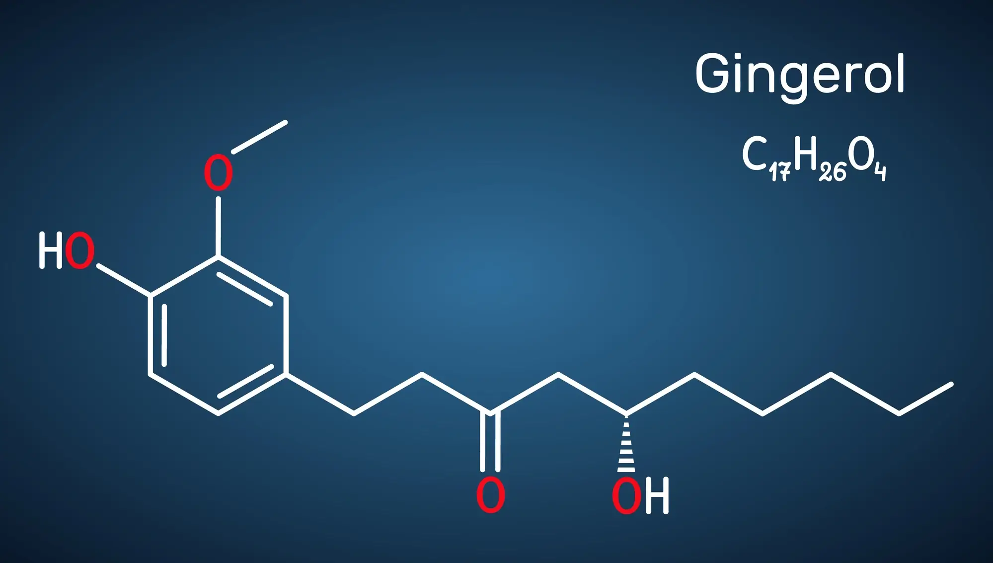 Gingerol, a chemical found in ginger. [6]-gingerol, [8]-gingerol, [10]-gingerol